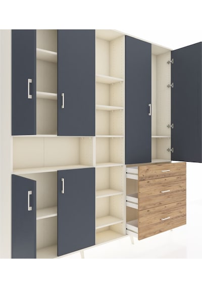 Arges Dolap 13 Raflı 3 Çekmeceli 6 Kapaklı 220x30x243 Aytaşı-antrasit/çam Antrasıt/atlas Çam Arges Dolap 13 Raflı 3 Çekmeceli 6 Kapaklı 220x30x243 Aytaşı-antrasit/çam Antrasıt/atlas Çam