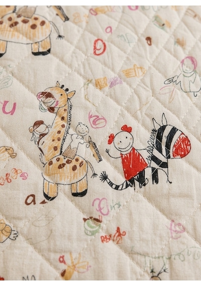 Çift Kişilik Kapitone Dolgulu Safari Desen Pike 4 Mevsim 2 Adet Yastık Kılıfı Dahil 200x230cm Bej