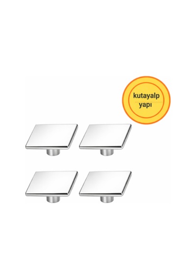 Kutayalp Yapı Kare Düğme Dolap Çekmece Gardrop Düğmesi 4adet Gümüş