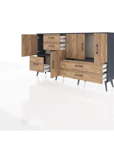 Arges Konsol 4 Raflı 5 Çekmeceli 4 Kapaklı 176x30x99 Antrasit-çam Atlas Çam - Antrasıt Arges Konsol 4 Raflı 5 Çekmeceli 4 Kapaklı 176x30x99 Antrasit-çam Atlas Çam - Antrasıt