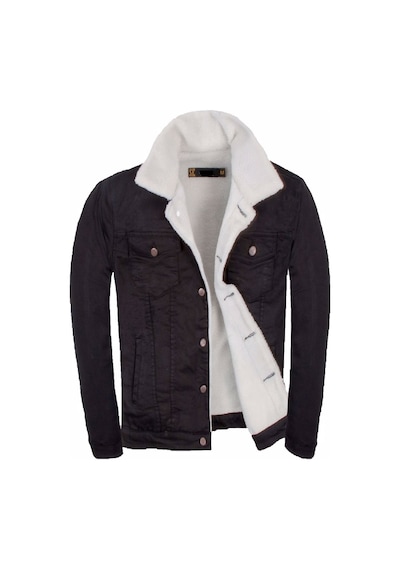 Oliggopol Blue Fashion Içi Kürklü Slim Fit Erkek Kot Ceket(350531814)