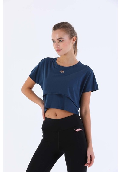 Maraton Sportswear Comfort Kadın Bisiklet Yaka Kısa Kol Basic Navymelanj Crop Top 20868 Navy Lacivert Maraton Sportswear Comfort Kadın Bisiklet Yaka Kısa Kol Basic Navymelanj Crop Top 20868 Navy Lacivert