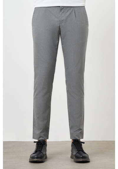 Morven Erkek Füme Poliviskon Trend Pileli Slim Fit Spor Pantolon Füme