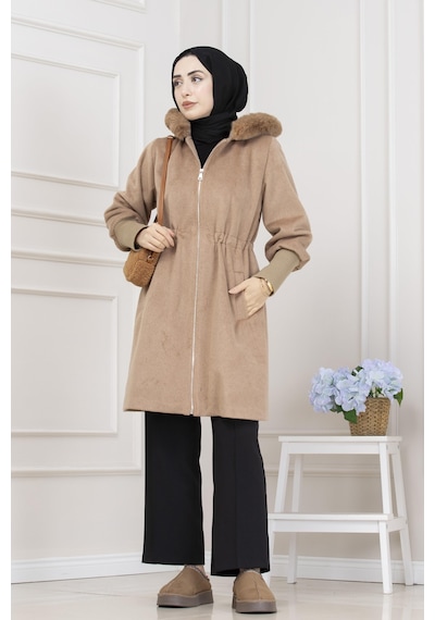Beli İçten Tünelli Kapüşonlu Kap-camel-5556 Camel