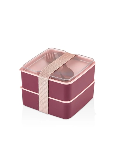 2 Katlı Kare Lunchbox Yemek Saklama Kabı Beslenme Kutusu Seti-sporcu Öğrenci Fitness Okul Işyeri Mürdüm