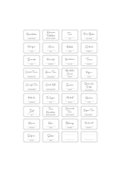 Digithome 36 Adet Dikdörtgen Baharat Kavanoz Etiketi Sticker Seti 4,5x3 Cm