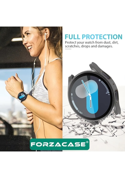 Forzacase Samsung Galaxy Uyumlu Watch 7 44mm İle Önü Kapalı Ekran Korumalı Silikon Kılıf Fc010 Siyah