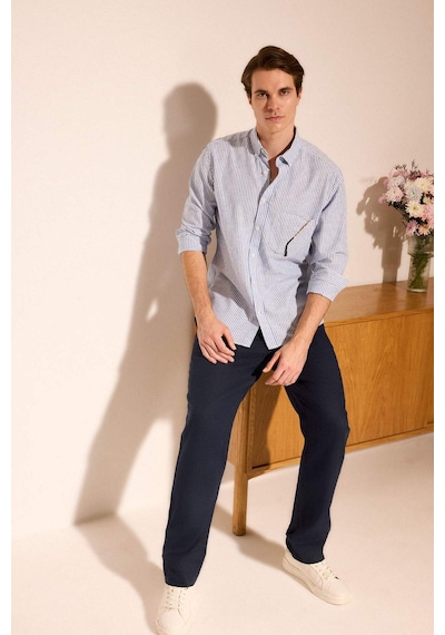 Defacto %100 Keten Relax Fit Pantolon G1395ax26smnv106 Lacivert-nv106