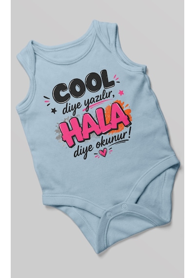 Morivokids Cool Diye Yazılır Hala Diye Okunur Sıfır Kol Bebek Body %100 Pamuk Bebe Mavisi