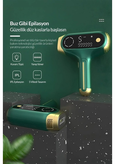 z Buzlu 999.999 Atım Otomatik Vücut Yüz Kuvars Lamba Ipl Lazer Epilasyon Cihazı Yeşil