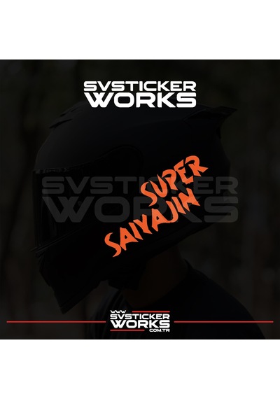 Super Saiyajin Yazılı Kask Sticker Tüm Kasklar Uyumlu Tek Yön 1 Adet Turuncu