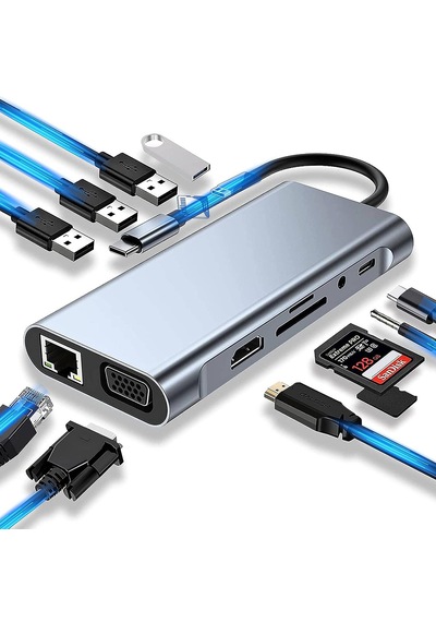 Molix Mx-1001 11-in-1 Type-c Çok Fonksiyonlu Hub - 4k Hdmı, Vga, Ethernet, Pd Şarj Ve Kart Okuyucu Adaptör