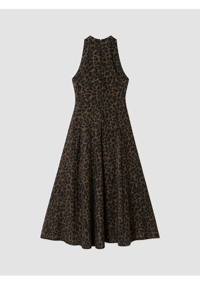 Lcw Vision Kahverengi Halter Yaka Leopar Desenli A Kesim Elbise