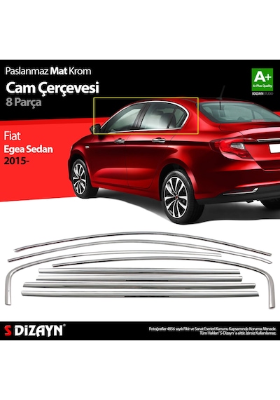 S-dizayn Fiat Egea Sd Krom Cam Çerçevesi 8 Prç. 2015 Üzeri Mat Krom A+ Kalite