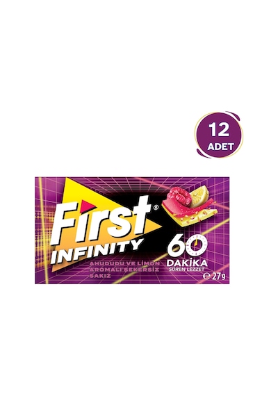 First Infinity 60 Dakika Ahududu & Limon Aromalı Şekersiz Sakız 12'li