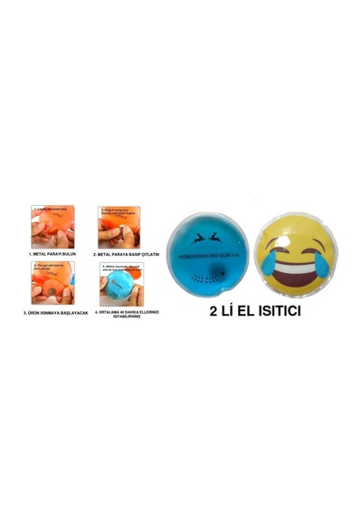 Gülen Emoji Mavi Ceylan Cep Sobası,el Isıtıcı,2 Adet Sıcak Su Tor