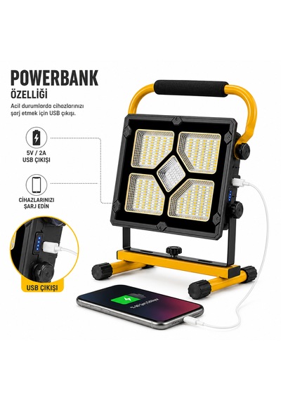 400 Led Çok Amaçlı Taşınabilir Projektör 4 Ayrı Kullanım Seçeneği Ve Powerbank Özelliği