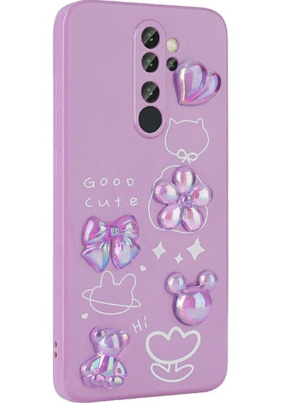 Noktaks - Redmi Note 8 Pro Uyumlu Kılıf Kabartma Figürlü Parlak Toys Silikon Kapak - Beyaz - T30176