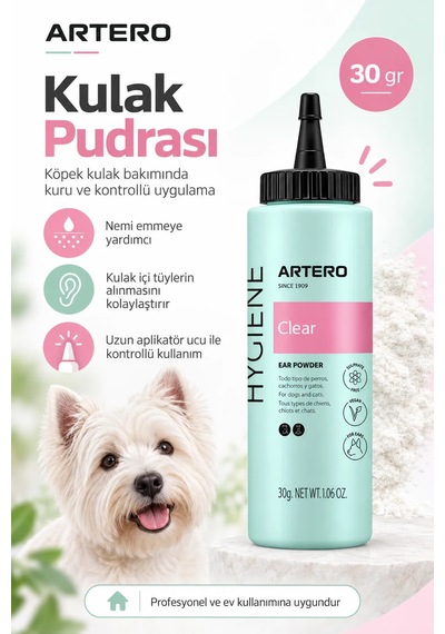 Artero Clear Köpek Kulak Pudrası Kulak İçi Tüy Alma Ve Kavrama Kolaylaştırıcı 30 Gr