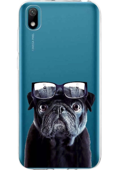 Huawei Y5 2019 İle Uyumlu 1mm Slim Fit Köpek 3 050f Baskılı Şeffaf Kılıf Şeffaf