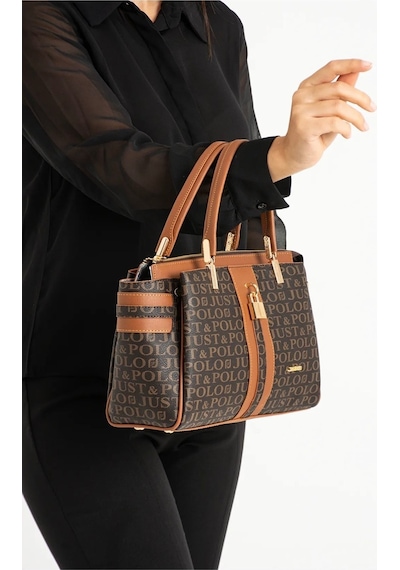 Just Polo Kadın Kahve Taba Monogram El Ve Omuz Çantası Yeni Sezon 2201mh Kahverengi - Taba