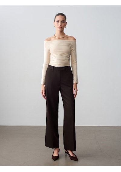 Dilvin 72658 Orta Bel Kumaş Pantolon-kahve