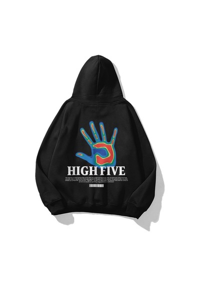 Startmore Unisex High Five Sweatshirt Hoodie Siyah Siyah