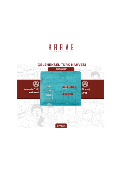 Kv-türk Kahvesi Turkuaz 250 G 4 Lü Tanışma Paketi Türk Kahvesi