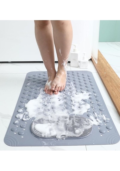 1 Adet Antrasit Renk Vantuzlu Banyo Ve Duş Kaydırmaz Paspası 36 X 69,5 Cm Gri