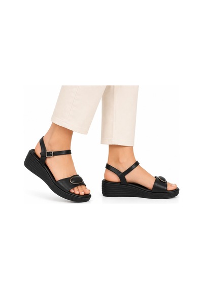 Trendyshose 6983 Yuksek Dolgulu Rahat Kadın Sandalet Siyah