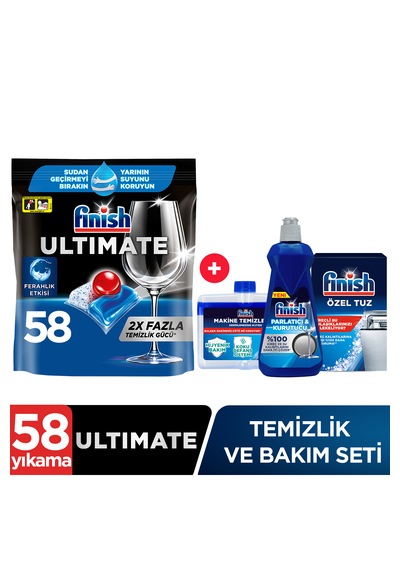 Finish Ultimate Bulaşık Makinesi Deterjanı Kapsül Tablet 58 Adet + Temizlik ve Bakım Seti