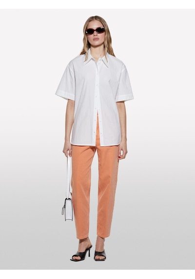Sisley %100 Pamuk Kısa Kollu Poplin Gömlek Kadın Beyaz Gömlek - 325p52ehlq094 Krem