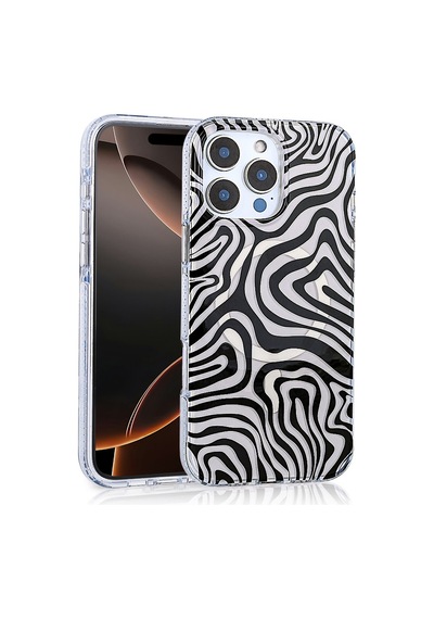 Apple Uyumlu iPhone 14 Pro Max Kılıf M-safe Şarj Özellikli Zore Jago Kapak Siyah-Beyaz