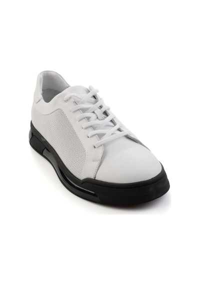 Beyaz Hakiki Deri Erkek Sneaker E01958176643 Beyaz