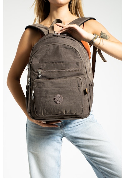 Nemo Bags Bej Unisex Okul Çantası, Laptop Seyahat Sırt Çantası, Crinkle Su Geçirmez Kumaş, 21 Lt, 40x30cm Kahverengi