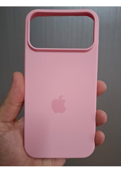 Apple Uyumlu iPhone 17 Pro Max Logolu İçi Kadife Silikon Lansman Kılıf Pembe