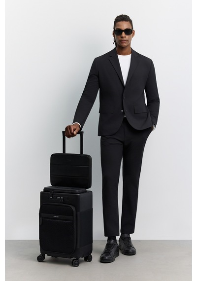 Avva Erkek Siyah Mono Yaka Çıtçıt Kapama Kırışmayan Su İtici Teknik Kumaş Comfort Slim Fit Ceket A62y4000
