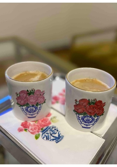 Blue Blanc Kırmızı Gül Espresso, Double Türk Kahvesi Fincanı Çok Renkli