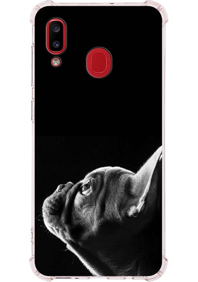 Samsung Galaxy A20 Uyumlu Köpek 1 Baskılı Şeffaf Köşe Korumalı Antişok Kılıf