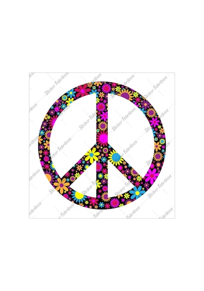 Çiçekli Peace Simge Logo Sticker 00186