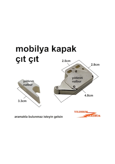 4 Adet Mobilya Kapak Çıtçıt Bas Aç Dolap Kapak Yaylı Kilit