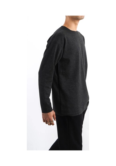 Erkek İnce Uzun Kollu Oversize Sweat-antrasit Anrasit