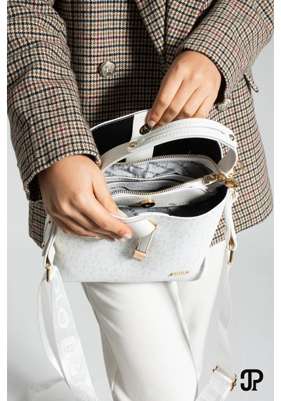 Just Polo Kadın Orta Boy Su Geçirmez Günlük Şık El Ve Omuz Çantası Ebat 23 X 18 Cm Shoulder Bag Beyaz