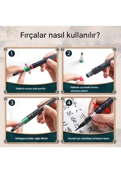 Brush Pen, Hazneli Fırça Uçlu Kalem, Çini, Seramik, Tahrir Fırçası, Çizim Fırça, 1 Adet-s