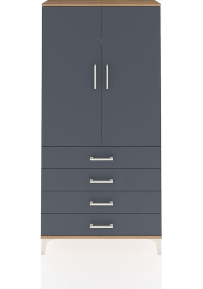 Arges Dolap 3 Raflı 4 Çekmeceli 2 Kapaklı 88x30x182 Çam-antrasit Atlas Çam