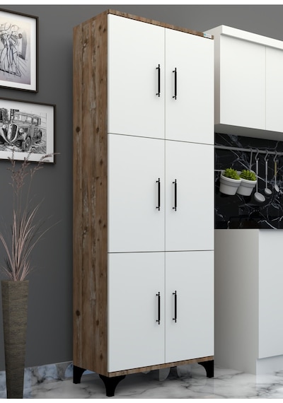 % 100 Mdf 6 Kapaklı Çok Amaçlı Kiler, Banyo, Ayakkabılık, Balkon Dolap Kapaklar:beyaz Parlak--gövde Sümla
