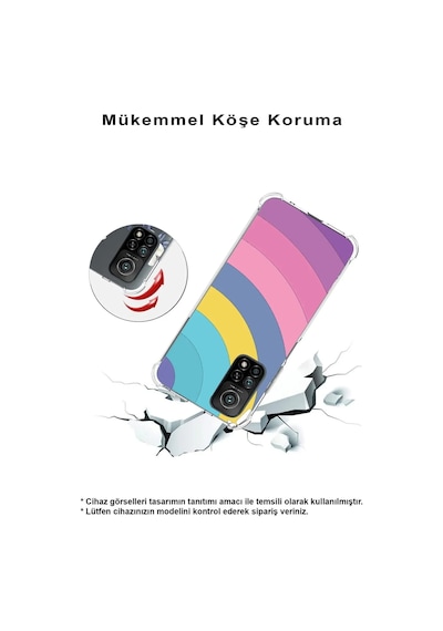 Huawei P30 Pro Köşe Korumalı Renk Cümbüşü B Tasarımlı Şeffaf Silikon Kılıf