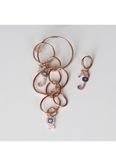 Apm Tasarım Modeli Deniz Atı Rose Gold Kaplama Gümüş Küpe Gümüş