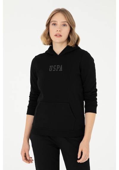 U.S. Polo Assn. Kadın Siyah Basic Kapüşonlu Sweatshirt 50289536-VR046