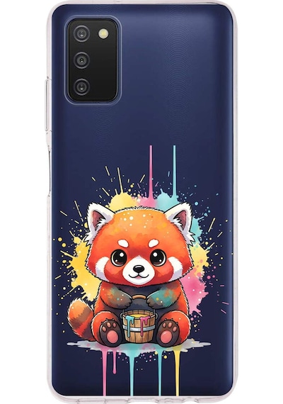 Samsung Galaxy A03s İle Uyumlu Splash Tilki Tasarımlı Şeffaf Silikon Kılıf Şeffaf